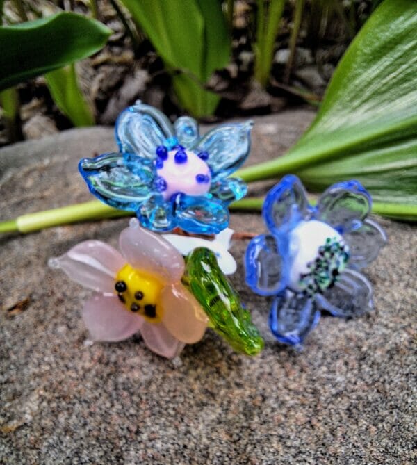 Aqua, medium blue and pink fairy bouquet