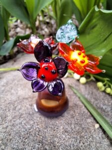 Aubergine, red and amber fairy flower vase