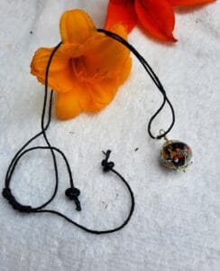 Black multi frit on hemp necklace