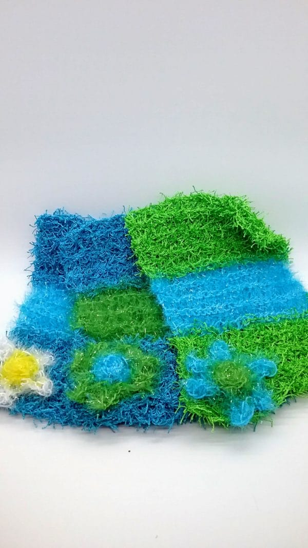 Blue and lime dishcloths-solid