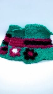Bright teal with black and bright pink stripes dishcloths-solid