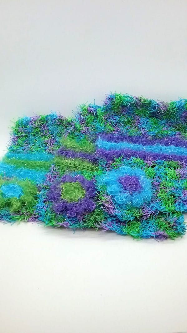 Caribbean with purple, blue and green stripes dishcloths-multi