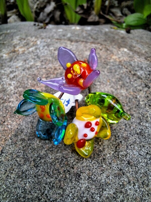 Crocus, aqua, and yellow fairy bouquet