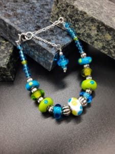 Dotty lime and turquoise bracelet