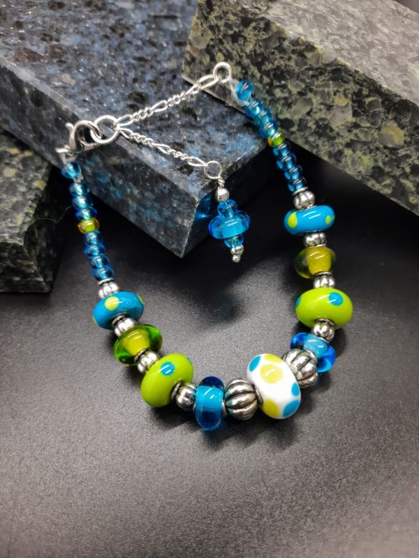 Dotty lime and turquoise bracelet