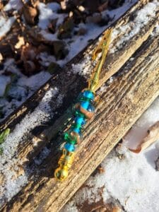 Emerald and aqua with gold swirl bracelet helper aka roach clip