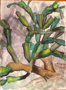 Christmas cactus painting