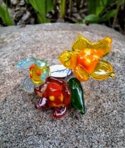 Ice blue, yellow, and cranberry fairy bouquet