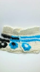 Ivory with ice blue, white and black dishcloths-solid