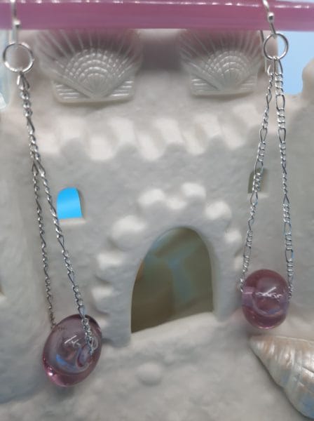 GG light lavender floating hollows on chain - dangly earring