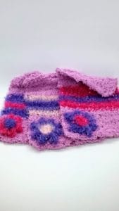 Lavender with purple and pinks striped dishcloth-solid