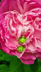 Lime dot hanging earrings