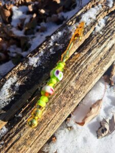 Lime garden swirl on gold bracelet helper aka roach clip