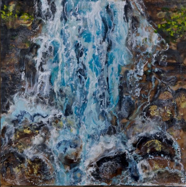 Cascade 12"X12" Encaustic on wood panel