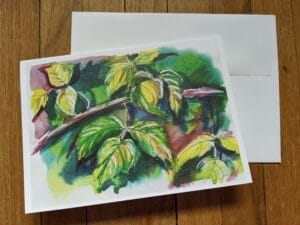 greeting card, leaves