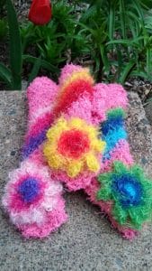 Pink with rainbows dishcloths-solid