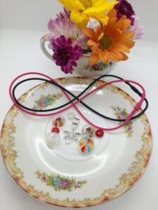 Rainbow stripes and foil DIY necklace