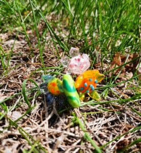 Pink, yellow and blue fairy bouquet