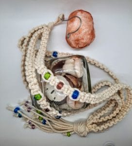 Lime, lavender and aqua macrame plant hanger