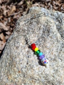 Rainbow on white multi color drip necklace