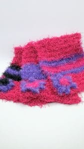 Raspberry with purple, black and pink dishcloths-solid