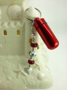 Cherry red multi drop stash keychain