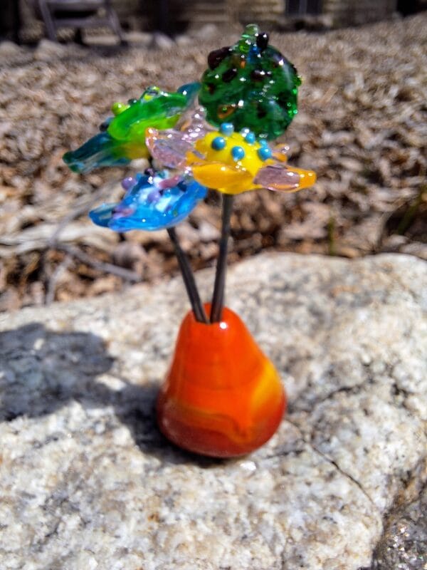 Red, yellow and orange fairy vase