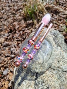 Pinks with rose gold make up brushes, set of 2
