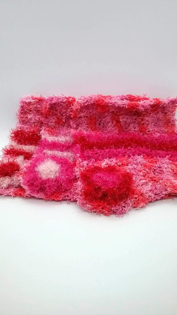 Strawberry pink with red and pink stripes dishcloth-multi