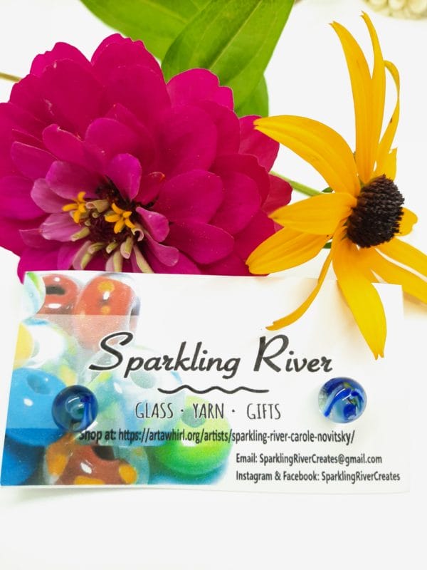 Swirly blue glass post/stud earrings