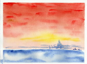 Simple watercolor seascape