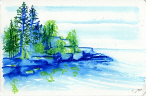 blue and green lake landscape