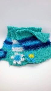 Teal with blues striped dishcloth-solid