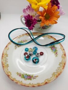 Aqua maroon foil DIY necklace