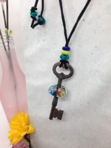 Teal with cobalt key to my heart necklace