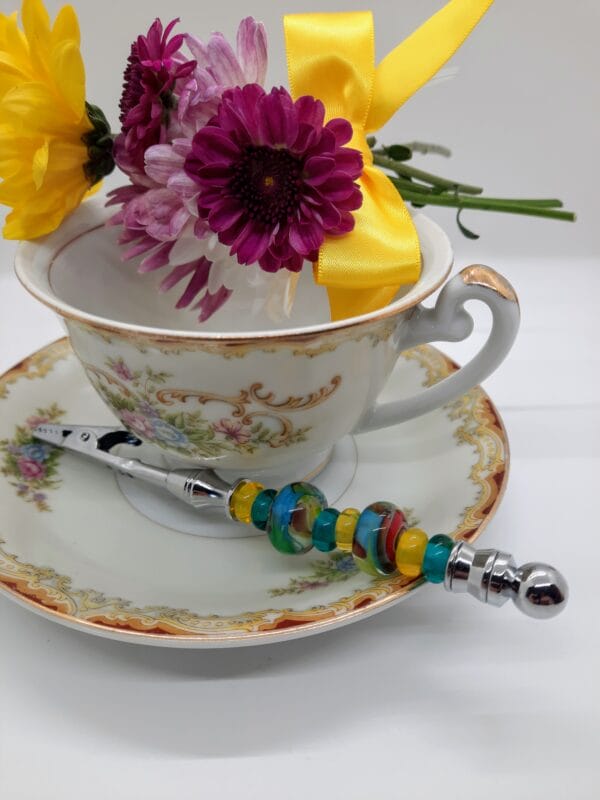 Teal yellow multicolor swirls bracelet helper (RC)