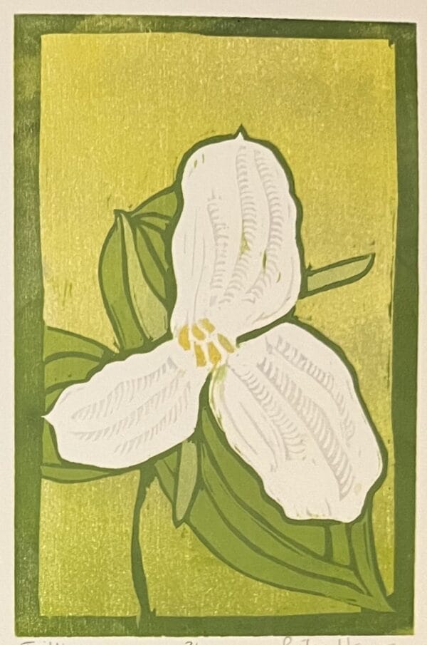 Trillium woodcut print