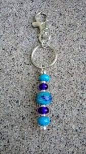 Turquoise and cobalt blue 5 bead keychain