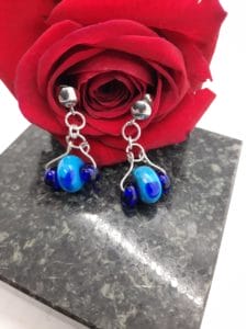 Turquoise with cobalt heart and spacer earrings
