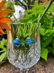 Turquoise with gold swirl - dangle earrings