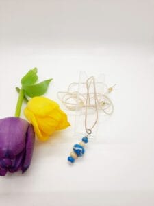 Turquoise with ivory swirl on hemp necklace