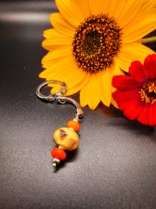 Yellow and orange 3 bead keychain
