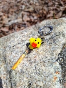 Yellow ducky with long gold tassel keychain