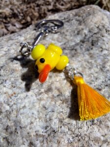 Yellow ducky with short gold tassel keychain