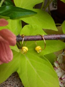 Yellows small gold hoop dangly earrings
