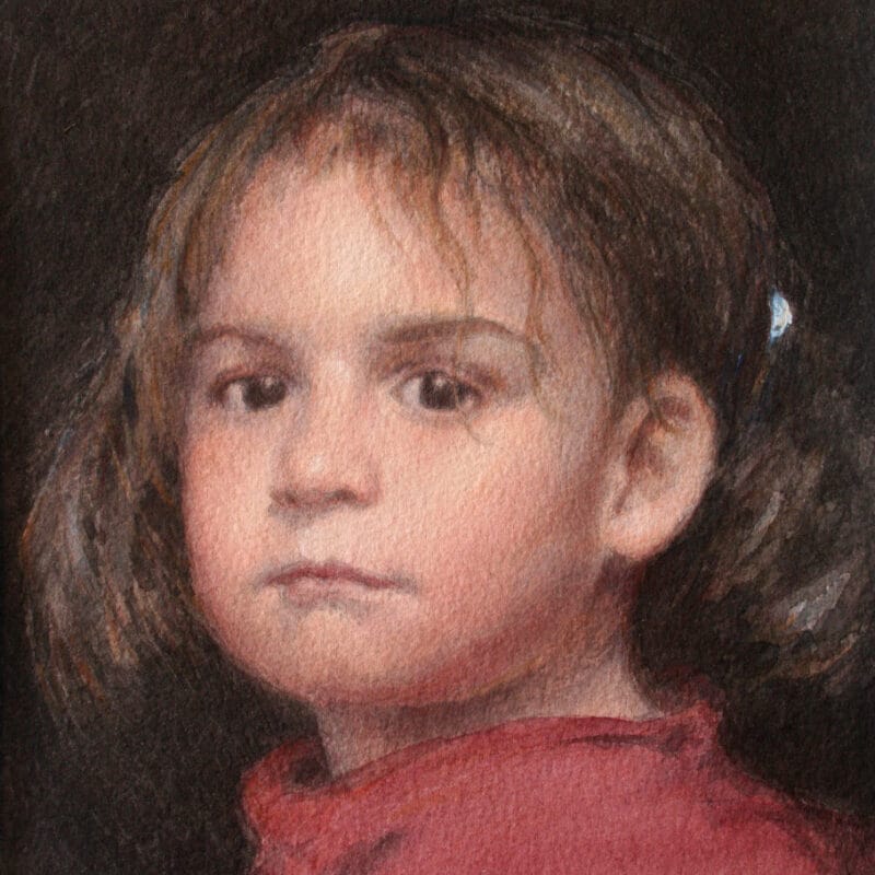 Watercolor portrait of a young girl