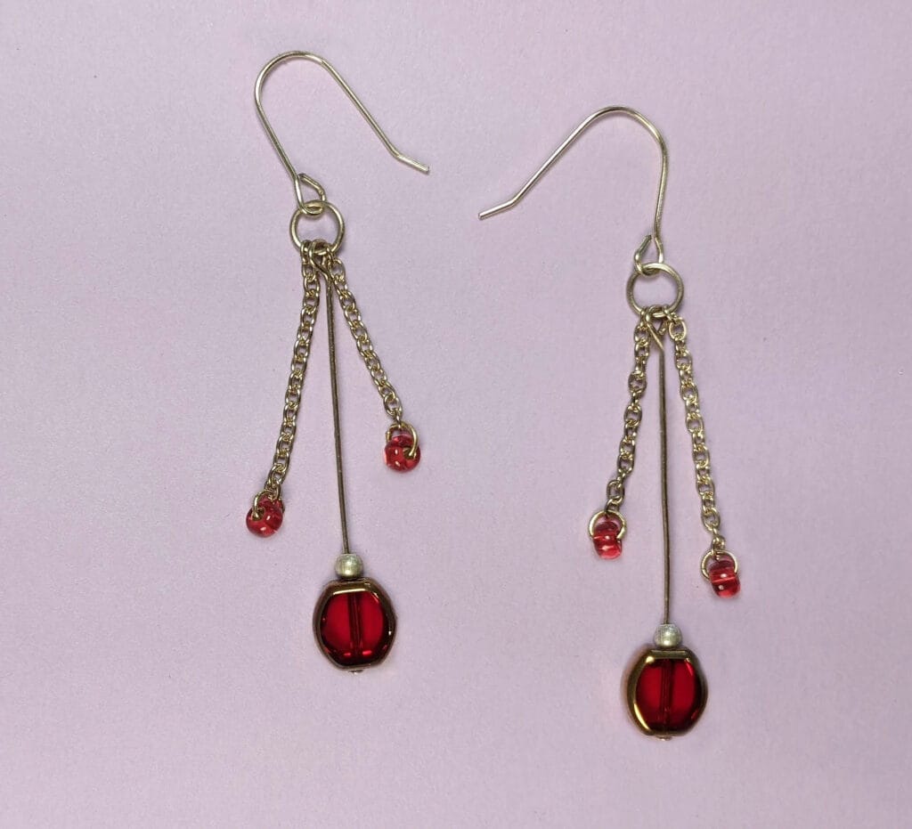 Red Glass Dangle Earrings NEMAA